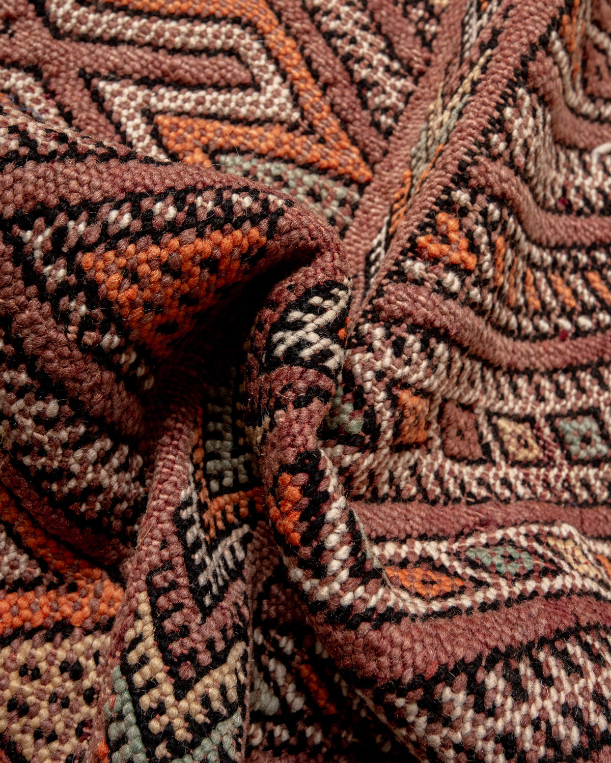 Modern, designer, handcrafted Berber rug from Morocco. Vintage Kelim carpet with beautiful designs and robust flat weave. 100% wool.